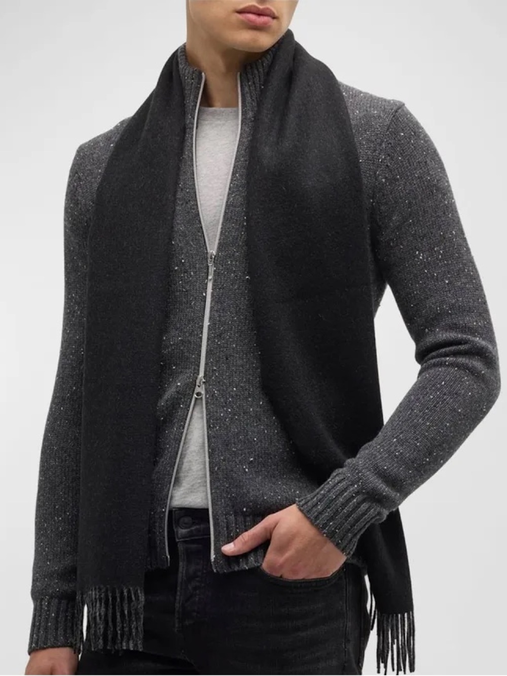 Mens Pure Cashmere Scarf Made in Scotland New 12 x 72 Muffler
